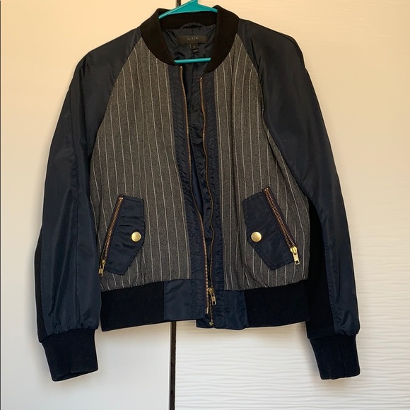 J. Crew Jackets & Blazers - J Crew navy and gray bomber jacket - size M